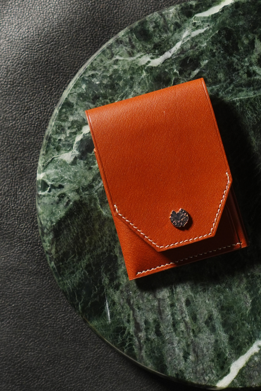 Gemini tan handmade leather wallet